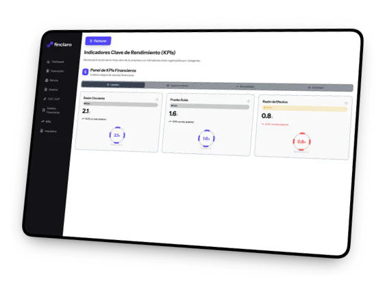 Vista de reportes financieros de Finclaro